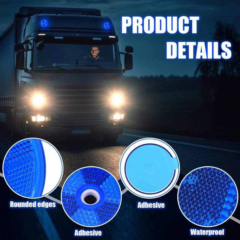 Kingdder 16 Pack Front Round Reflector for Driveway Fence Gate Posts Trailers Safety Reflectors with Center Mounting Holes Automobiles Boats Mailboxes (Blue) - Image 4